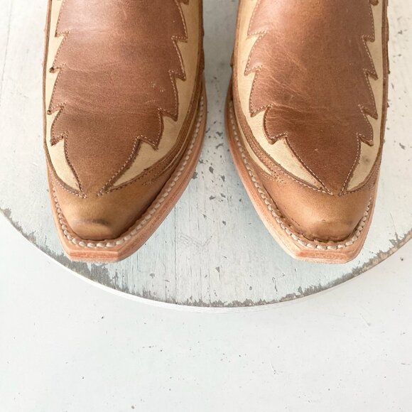 Lane WALK THE LINE Womens Cowboy Bootie 7 Brown Cowgirl Short Boots Pointed Toe - Picture 6 of 11